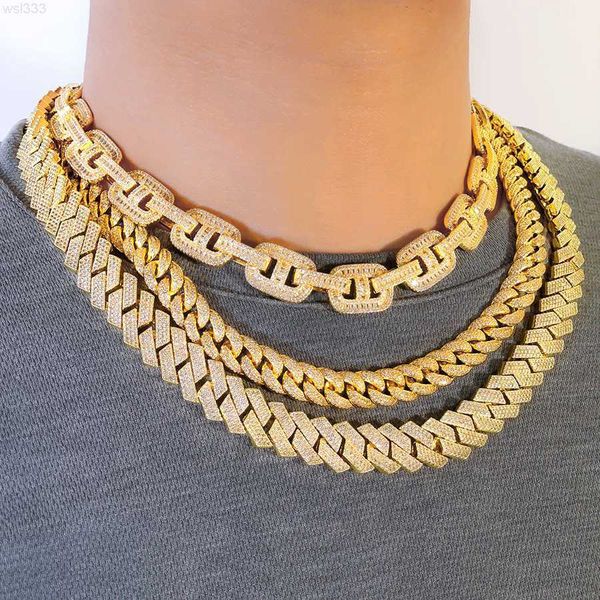 

hip hop jewelry 14 width 3 rows prong cuban link chain necklace iced out mens cuban link chain, Silver