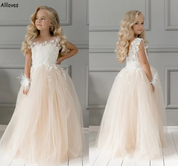 

tulle lace long princess flower girl dresses for wedding cap sleeves kids infant first communion formal party gowns puffy little girl, White;blue