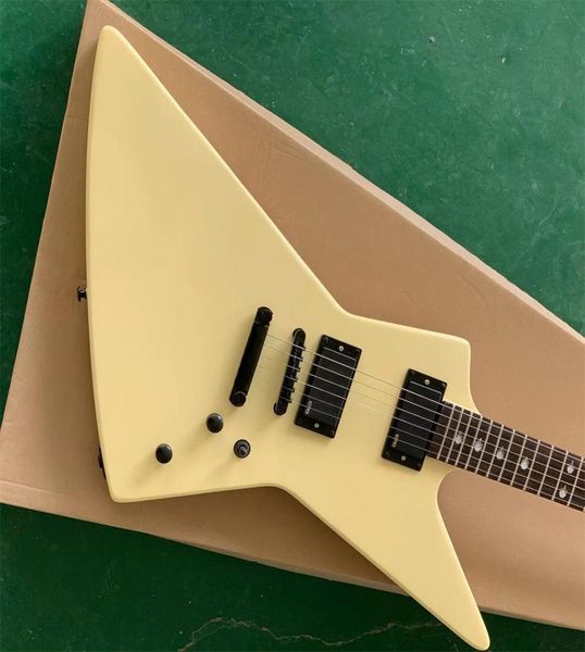 

in stock rare heavy metallic james hetfield mx220 signature cream white explorer electric guitar eet fuk fingerboard inlay copy e4101692