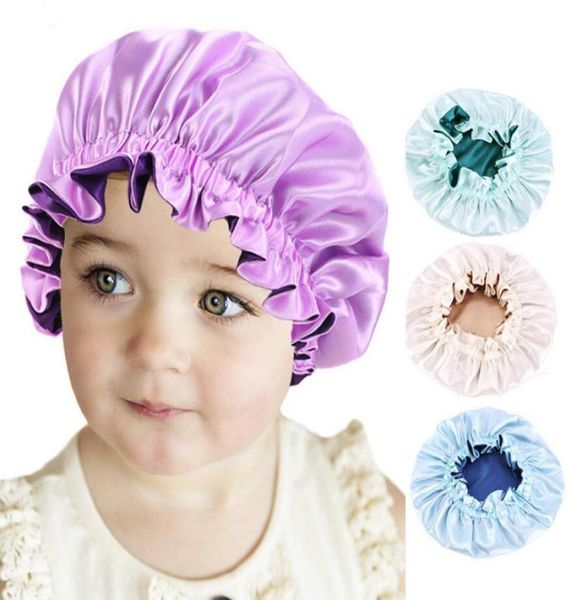 

kids satin bonnet night sleep caps fashion girls adjustable double layer sleeping hats showering caps for kids girls toddler child7206127, Blue;gray
