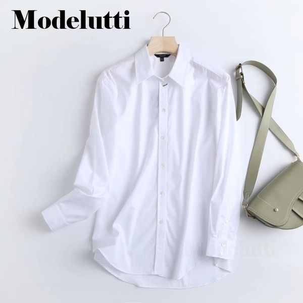 

shirts modelutti 2023 new spring autumn fashion long sleeve white shirt women casual blouses solid color basic simple female