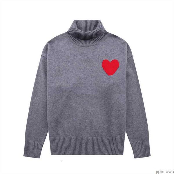 

2023 amis paris fashion mens sweaters designer turtleneck winter amies love high collar knitted sweater men casual pullover alup, White;black