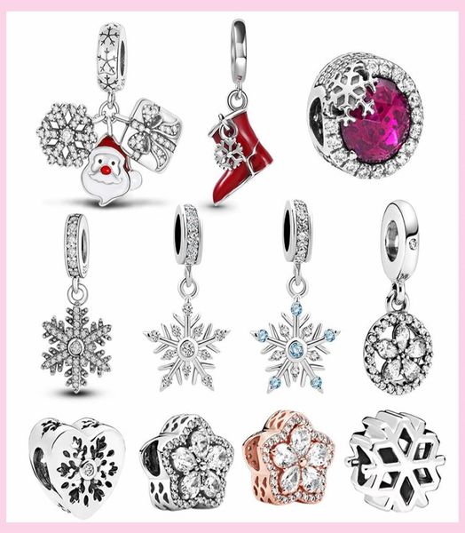 

925 silver fit pandora charm 925 bracelet snowflake charm winter christmas charm set halloween charms set pendant diy fine beads j3974011, Bronze;silver