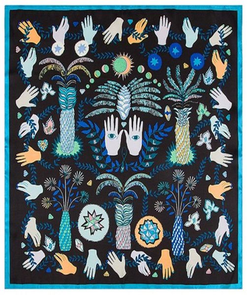 

twill silk scarf women square fashion printing neckerchief foulard samll bandana office lady silk scarves kerchief 60cm60cm6813089, Blue;gray