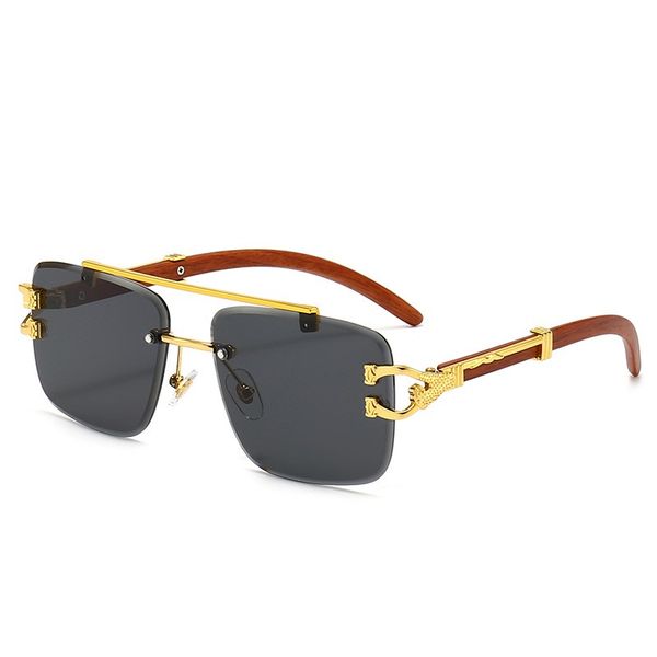 

sunglasses retro polarized luxury mens designer rimless gold plated square frame brand sun glasses fashion eyewear with case, White;black