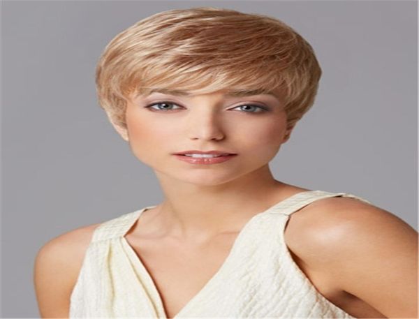 

fashion light blonde short hair wig heat resistant fiber synthetic wig capless fashion wig for women2885922, Black