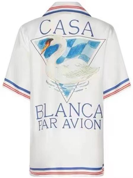 

casablanca new mens shirts prairie green print loose british silk shirt short sleeve designer tees womens summer casablanc beach 6vtn, White;black