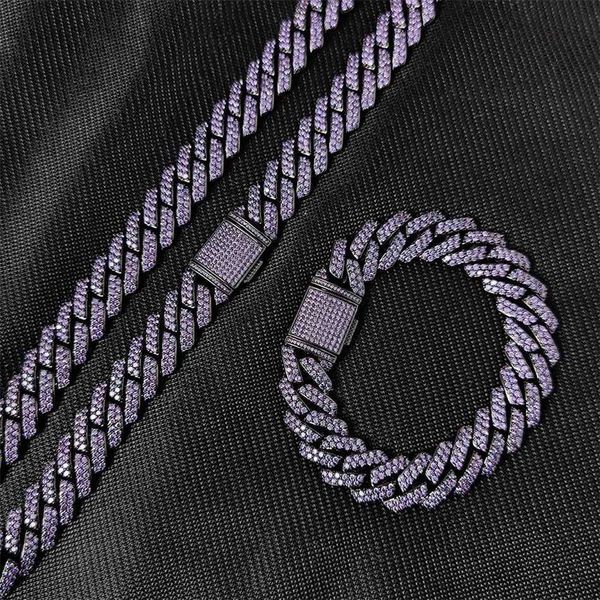 

custom wholesale fashion hip hop necklace 925 sterling silver 8mm 10mm 12mm iced out vvs moissanite cuban link chain for men