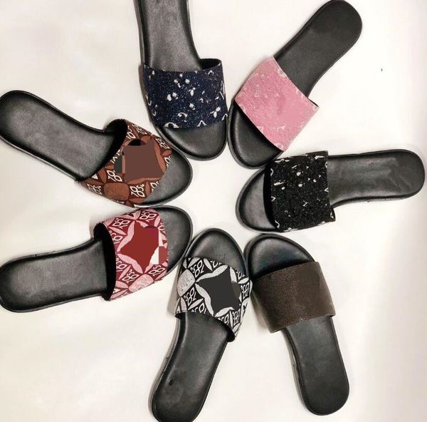 

classic letter women sandals old flower printed female flat heel slippers ladies slippers beach shoes sandals beach shoes slippers outer hom, Black