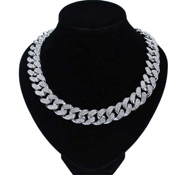 

hip hop big chain jewelry with alloy and full diamond 20mm cuban necklace, Silver