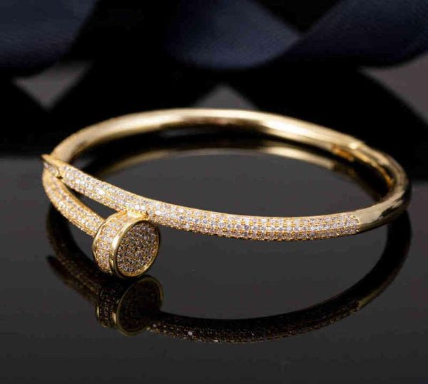 

charm bracelets full diamond bracelets jewelry for gift 165cm cuff bracelet gold plated love bangle without box link21437288, Golden;silver