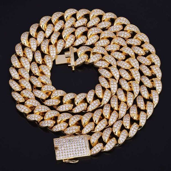 

moissanite diamond cuban chain gold plated hip hop jewelry iced out miami cuban chain necklace, Silver