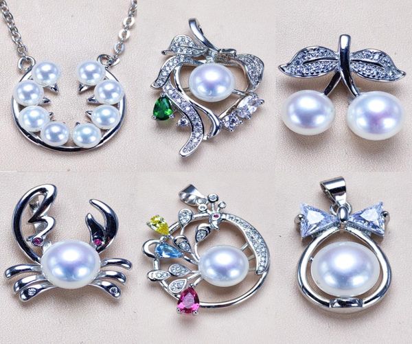 

pearl pendant accessories 925 sliver pearl pendant settings 16 styles pearl necklace for women girl fashion jewelry diy wedding gi1261803, Slivery;crystal