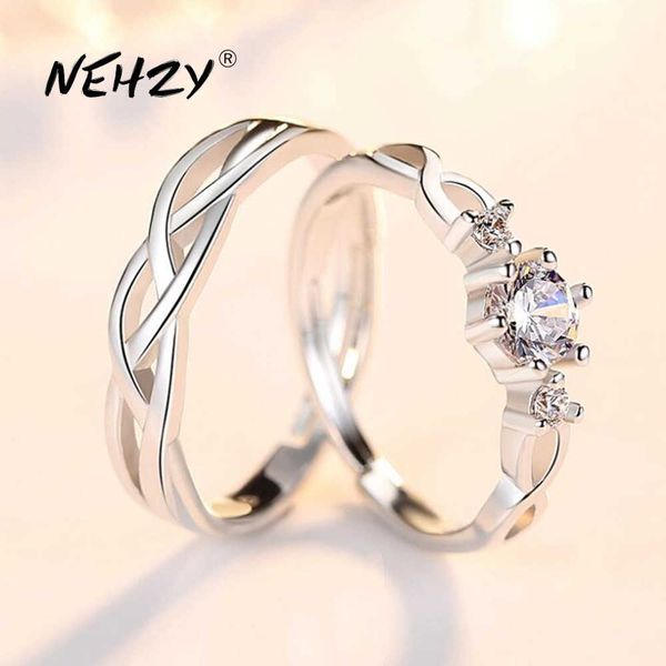 

solitaire ring nehzy 925 silver needle new jewelry fashion couple ring engagement wedding anniversary gift woman man cubic zirconia open rin, Golden;silver