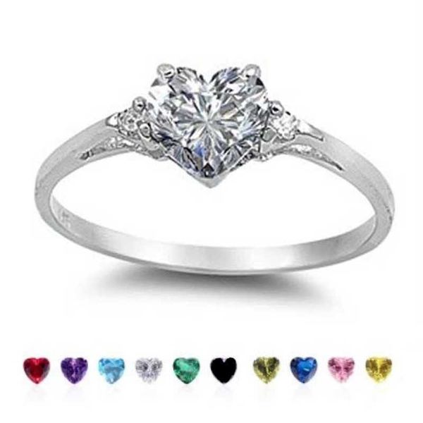 

solitaire ring huitan mood ring with lovely heart design brilliant cz prong setting silver plated christmas new year gift rings for women z0, Golden;silver