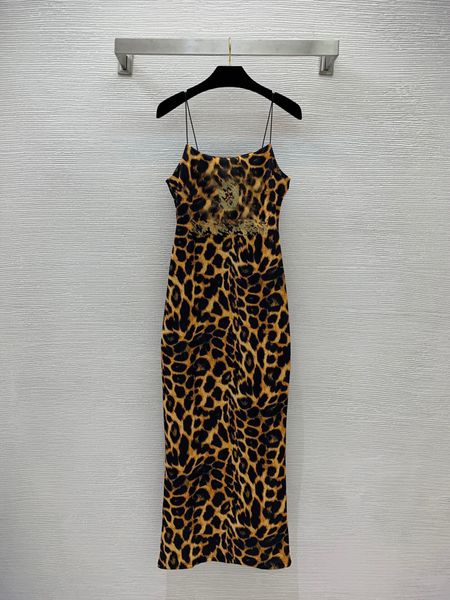 

2023 spring/summer new sling dress letter gold leopard pattern spicy girl outwear wrapped hip sling long dress, Black;gray