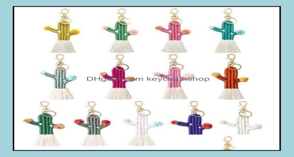 

keychains fashion aessories whole hand woven keychain colorf cactus boho tassel plant flowers key chain decoration bags pendan2723225, Silver