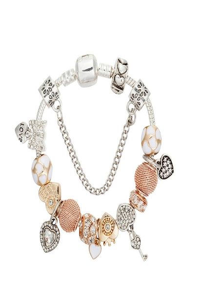 

heart pandora fashion for charm platinum pendant bracelet diy beaded pendant lady bracelet with original box7mix5850967, Golden;silver