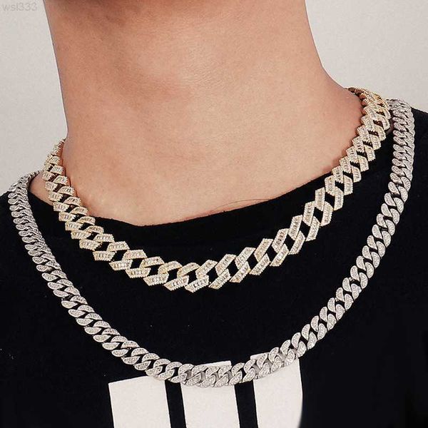 

style fashion jewelry 2023 moissanite diamond iced out cuban chain necklace in stock, Silver