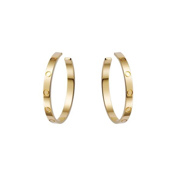 

large hoop huggie love earrings for women ladies girls gift jewelryscrew marking316l titanium steel famous brand jewelry with 6061505, Golden;silver