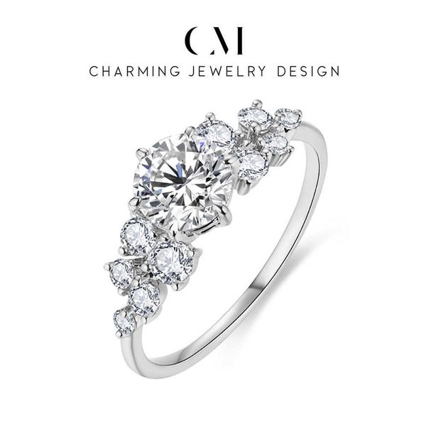 

solitaire ring charming 10k 14k 18k original gold moissanite rings for women handmade 1ct 65mm round cut rings engagement bride wedding gift, Golden;silver