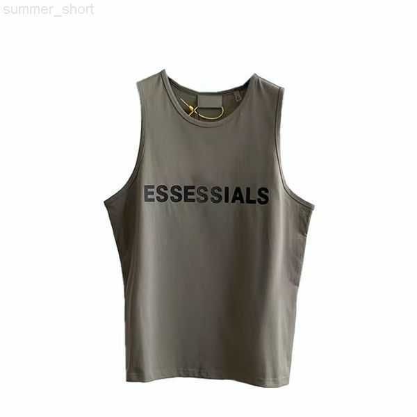 

ess mens tank t shirt trend brand three-dimensional lettering pure cotton lady sports casual loose high street sleeveless vest leevless vest, White;black