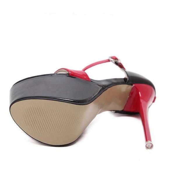 

woman sandals size 34-46 summer women platform fetish stiletto high heels shoes wedding party buckle strap ladies pumps 230511, Black