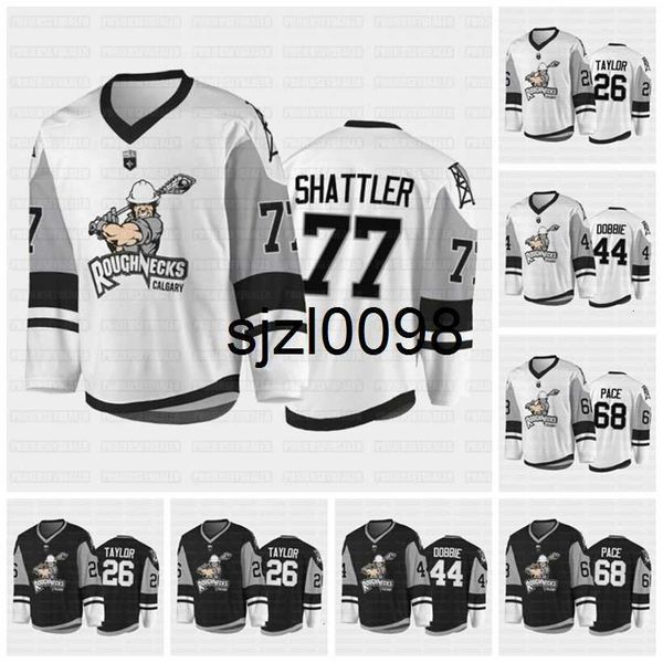 

sj98 calgary roughnecks 2021-22 nll jersey 5 shawn evans 17 curtis dickson 18 rhys duch 77 jeff shattler 71 zach herreweyers pace dobbie tay, Black