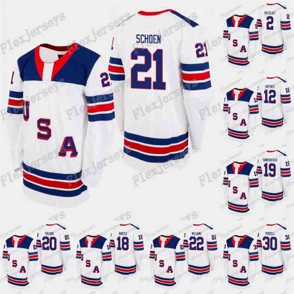

c2604 thr 21 ben schoen usa team 2019 hlinka gretzky cup mackie samoskevich artem shlaine jack williams 30 colin purcell 12 alex gaffney jer, Black