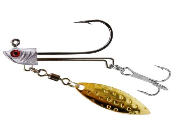 

fish shape jig head hook single treble bold hooks sting lure teslon 7g 10g 17g with rotation spinner3268462