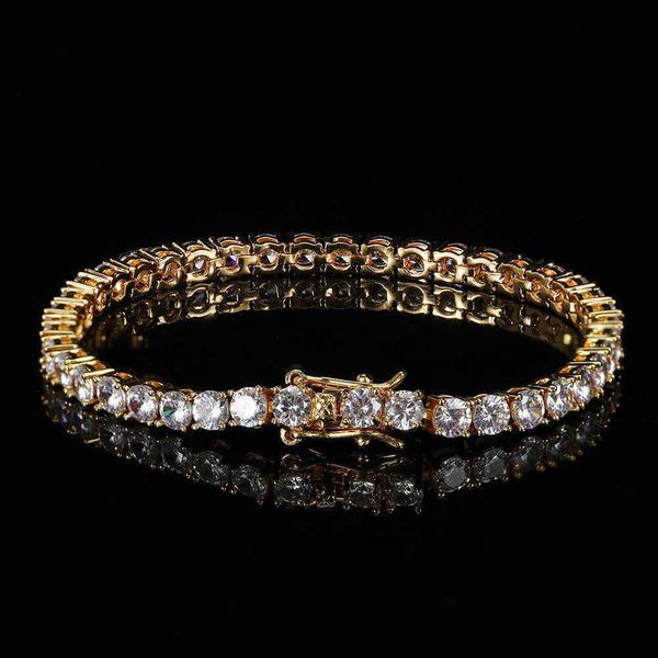 

rq brass tennis bracelet aaa cz 1 row cubic zirconia gold silver color for men women iced out hip hop jewelry