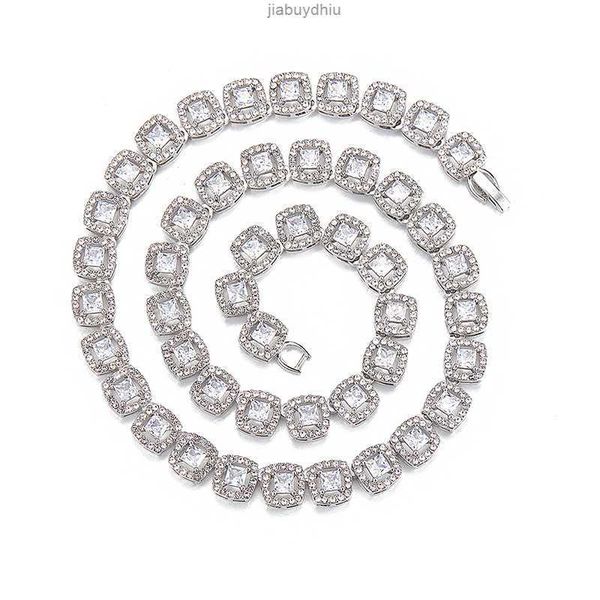 

hip hop square iced out zircon crystal necklace chain men's rap jewelry accessories wholesale, Silver