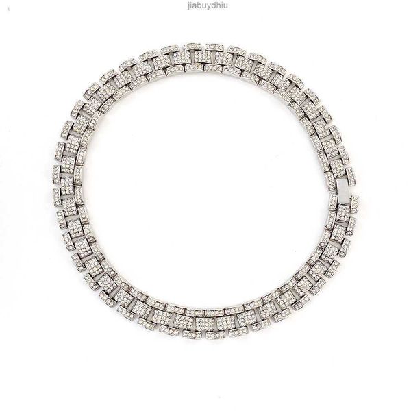 

cuban chain diamond necklace 16mm watch men's women's hiphop miami link, Silver