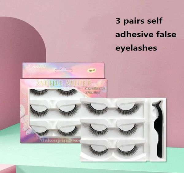

3 pairs false mink eyelash set self adhesive eyelashes natural thick long cross eye lashes wispy makeup4754816