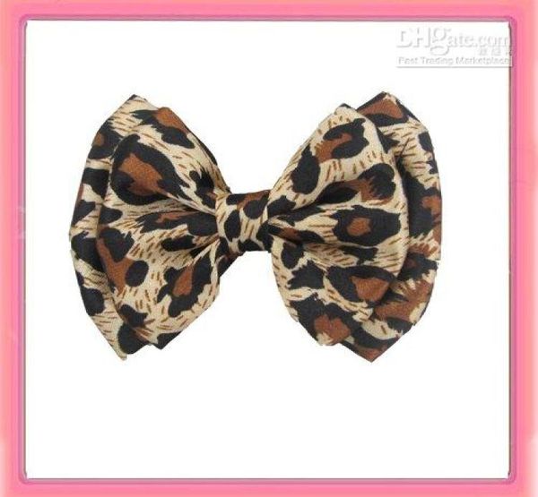 

new 12pcs leopard printed satin hair bow hair alligator clip1409062, Golden;silver