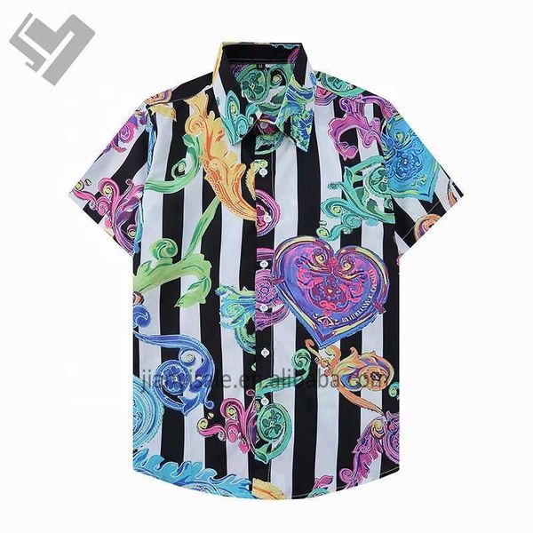 

new summer men's short sleeve d printing casual shirts designer print luxury business men's blouse shirt tx, White;black