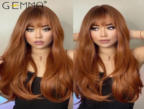 

synthetic wigs gemma red wig long ginger straight for women natural wave with bangs heat resistant cosplay party5014023, Black