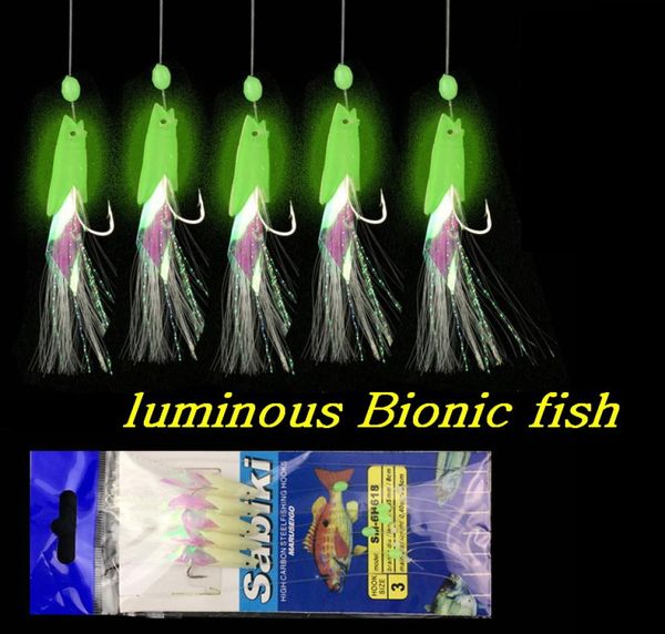 

100bag luminous sabiki fishing lure rigs bait jigs lure with bean fishhook size 10 1 2 3 4 fishing tackle5960717
