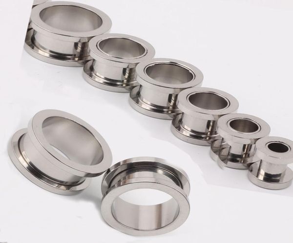 

100pcslot mix 210mm jewelrystainless steel screw ear plug flesh tunnel piercing body jewelry8829983, Silver