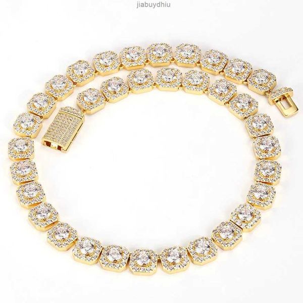 

aaa iced out 12mm/10mm wholesale cluster tennis chain necklace silver bling cz for men