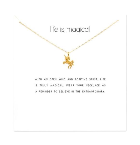 

choker necklaces with card gold silver pendant necklace for fashion women jewelry life is magical3031603