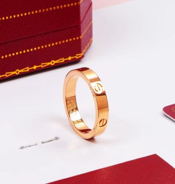 

4mm 5mm steel silver love ring men and women rose gold silver crystal diamond jewelry for lovers couple rings7410158
