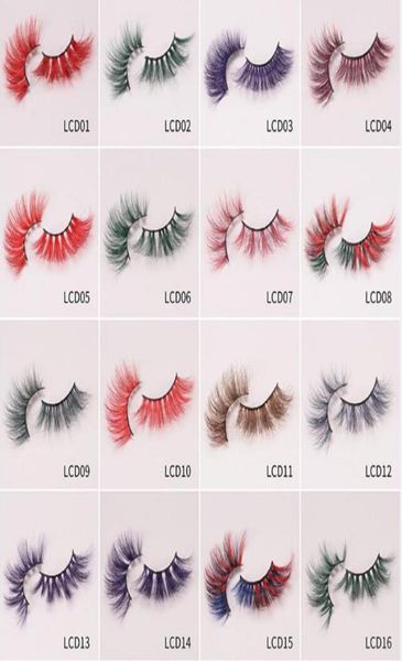 

25mm colored 5d mink false eyelashes 17style thick eyelashes luxury colorful natural cosplay imitated mink thin eyelashes2156981