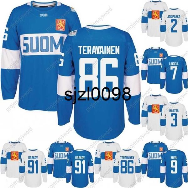 

sj98 2016 world cup of hockey finland team jersey lehtera koivu lindell maatta barkov jokipakka teravainen custom men women youth hoceky jer, Black