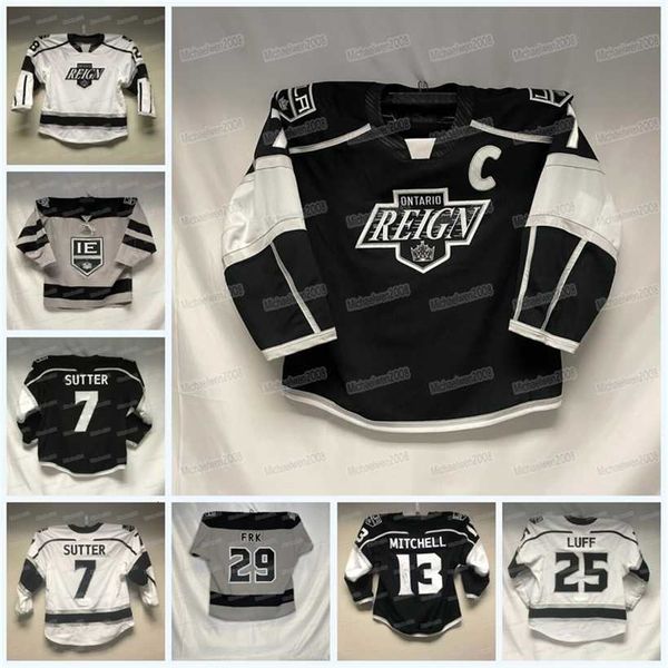

c2604 mitness ontario reign hockey jersey ahl t.j. tynan martin frk tyler madden vladimir tkachev sean durzi gabriel vilardi samuel fagemo, Black