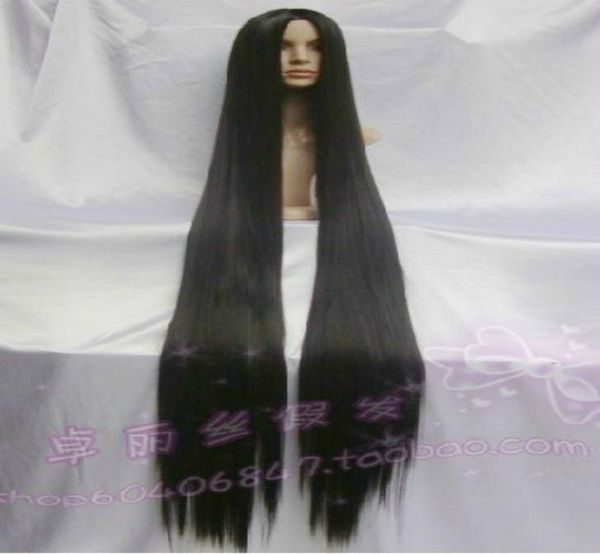 

popular extra long black cosplay wig 60 inch high temp 150cm9838970