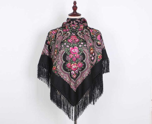 

scarves scarf russian shawl women039s head wrap hijab babushka ukrainian scarves square blankets tassel retro handkerchief foul7899234, Blue;gray