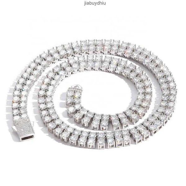 

real gold color brass with double row 10mm width 5a zircon tennis chain necklace, Silver