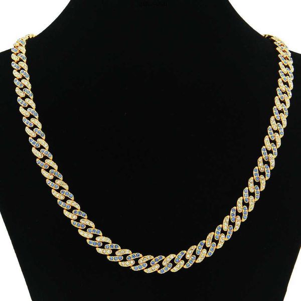 

hip hop men's cuban chain necklace full of colored diamonds 9mm miami chain jewelry, Silver
