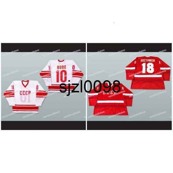 

sj98 men 10 pavel bure 18 boctpnkob sergei vostrikov russian cccp hockey jersey new movie ice s, Black